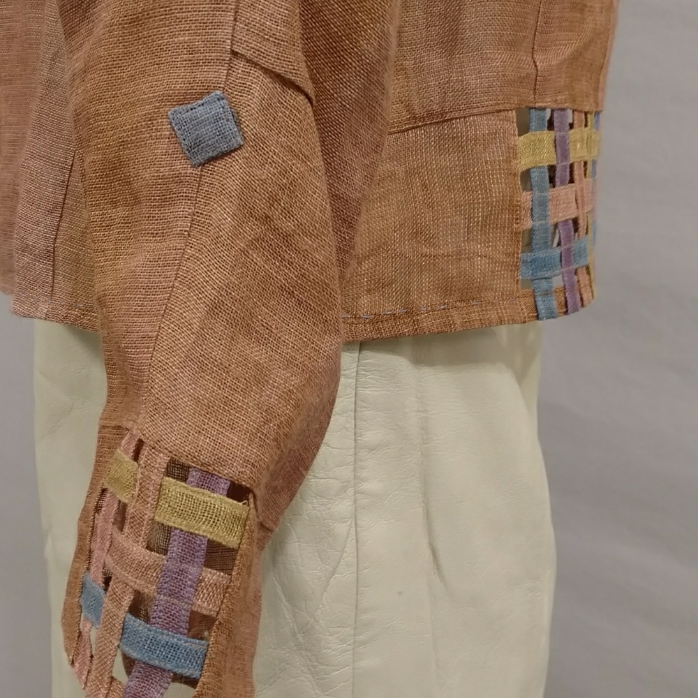 Artsy Hemp Linen Lightweight Jacket / Top High Quality & Unusual Sheer n Natural - Picture 5 of 8